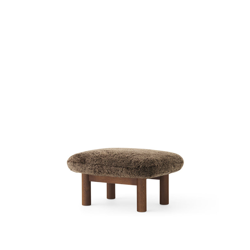 Brasilia Ottoman, Sheepskin Sahara, Walnut