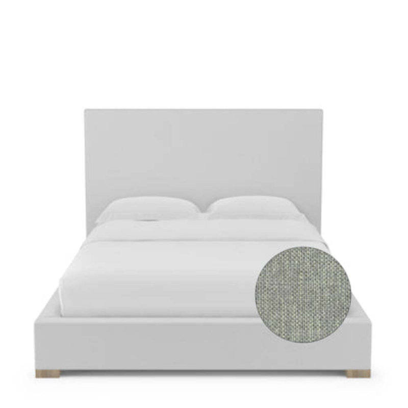 Sloan Upholstered Bed, California King, Pebble Weave Linen Haze, Natural