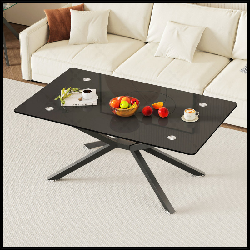 39.37" Rectangular Coffee Table, Black, Black