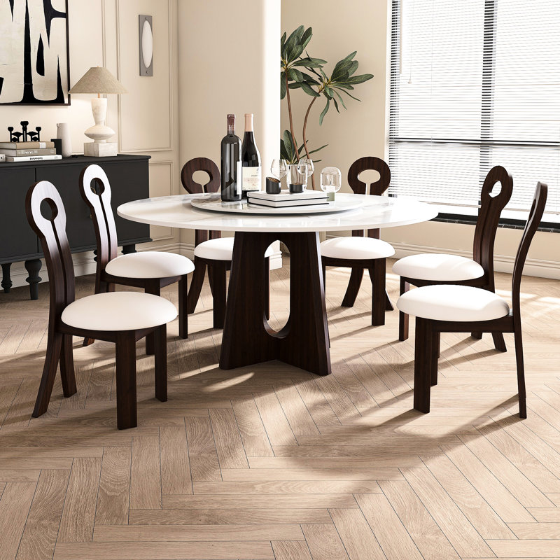 De 2 chaises de salle à manger, 2 chaises en bois de noyer massif et cuir PU