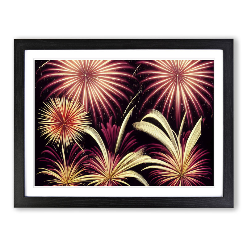 Tremendous Fireworks - Single Picture Frame Print, Black, 25cm H x 34cm W x 2cm D
