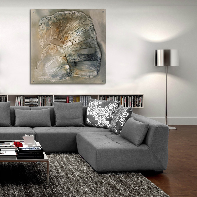 Art mural en verre Epic Art «Tangled Gray» par Scherrer Finch, 36 po x 36 po, H 36 po x l 36 po