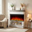Foyer électrique autoportant blanc de 132 cm (52 ​​po) à 3 faces avec manteau et rangement, insert de foyer extra-large, flamme à 12 couleurs, mode flamme seule, chauffage de 1 500 W-776153962-781774568