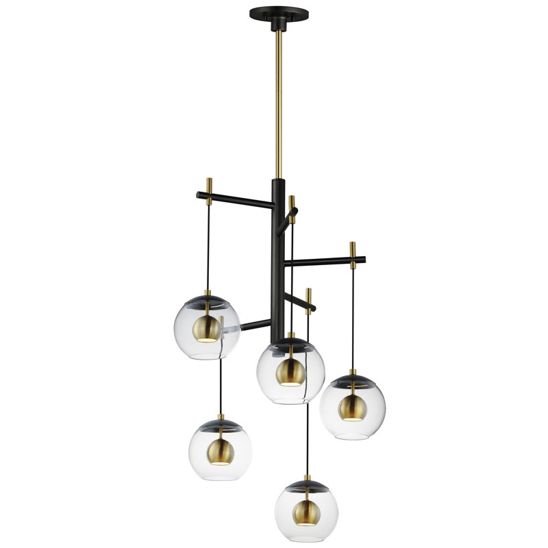 Darice 5 - Light Black/Natural Aged Brass LED Cluster Pendant