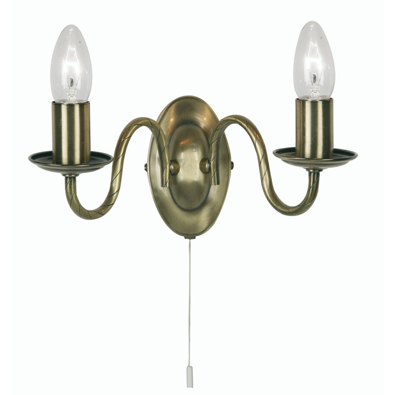 Cleo Candle Wall Light, Antique Brass