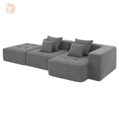 Canapé modulaire rembourré en velours côtelé avec design capitonné et commodité facile à déballer et à utiliser, parfait pour les espaces de vie modernes.