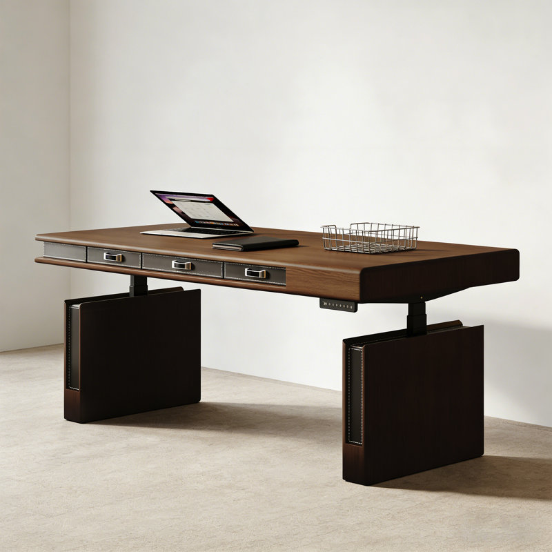 Bureau électrique en bois massif 70,87 po, H 52,36 po x l 78,74 po x P 31,5 po