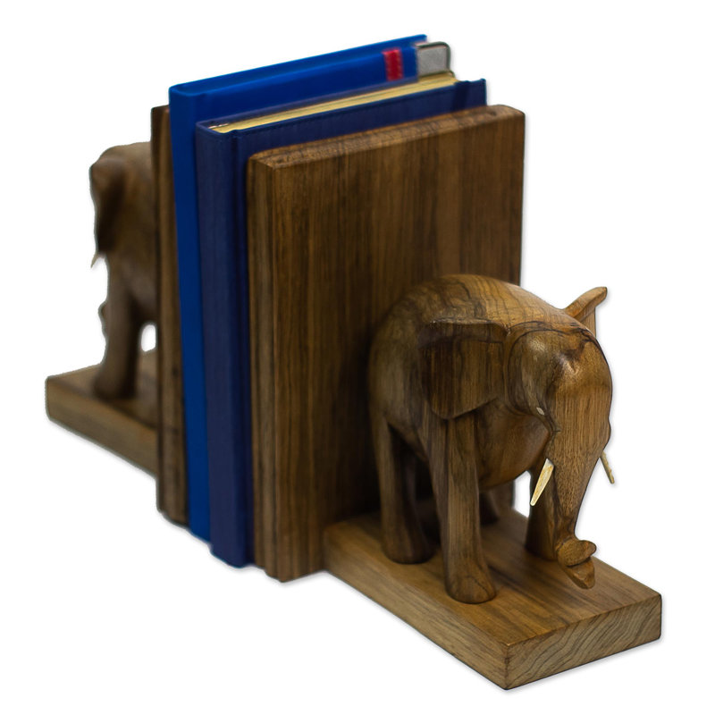 Serre-livres éléphants en bois