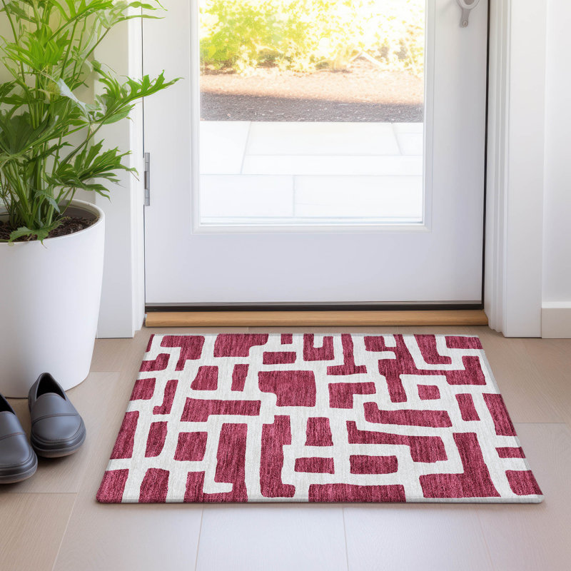 Premium Machine Washable Prisco Garnet Rug, Rectangle 1'8" x 2'6"