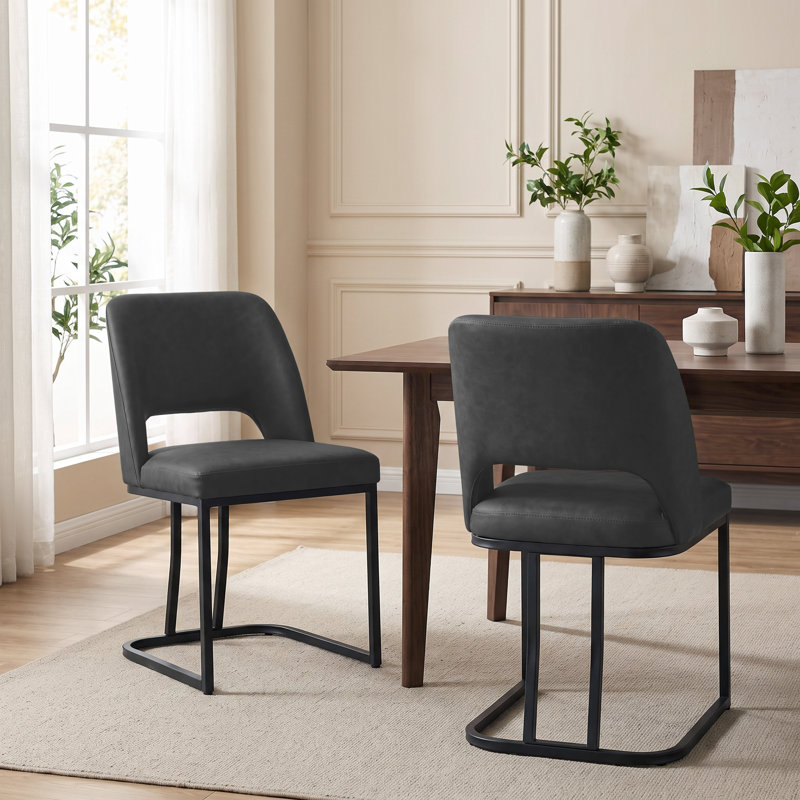 Ensemble de 2 chaises d'appoint rembourrées modernes en similicuir avec cadre en métal pour la cuisine et la salle à manger, ensemble de 2