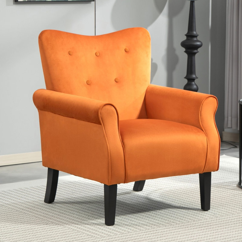 Fauteuil à oreilles Mid-Century, Orange