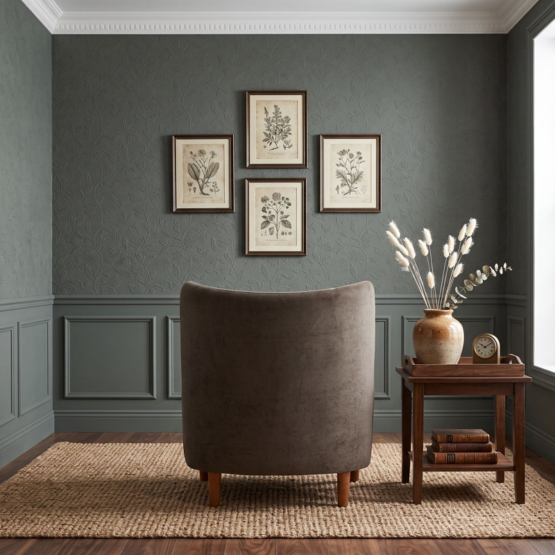 Fauteuil d'appoint à oreilles en velours avec pieds et accoudoirs