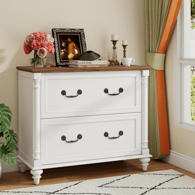 Lateral File Cabinet 2 Drawers Farmhouse File Cabinet For Letter/A4/Legal Size Hanging Files by Alcott Hill