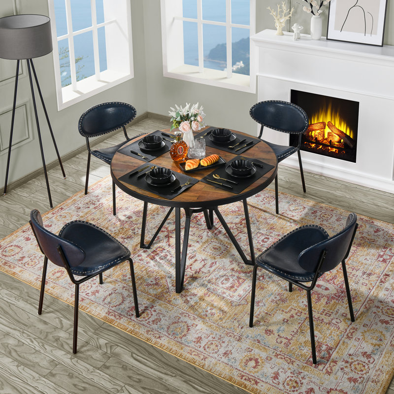 Reimer Upholstered Dining Chair, Purplish Blue, 4 Pieces