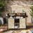 Outdoor Wicker Bar Cart with Storage & Extendable Top - Rolling Kitchen Island for Patio, Backyard, and Entertaining