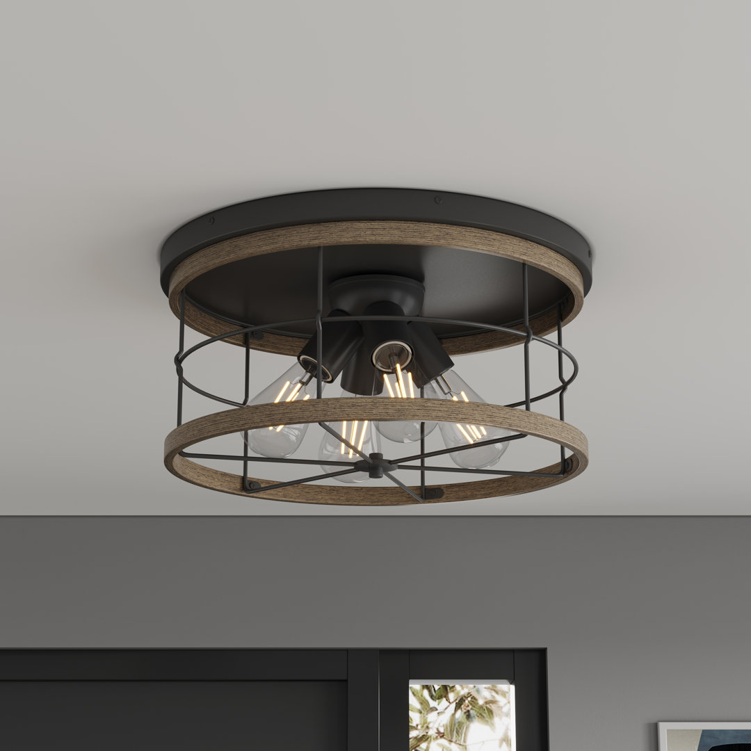 Richert 4-Light Farmhouse Dimmable Caged Flush Mount Light Fixture Trent Austin Design®