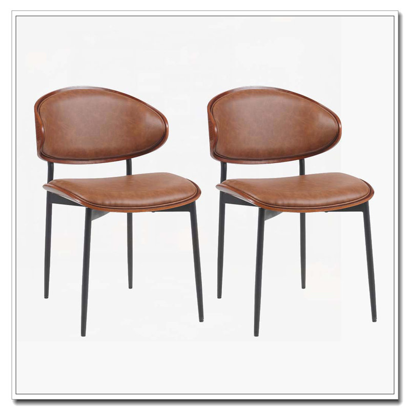 Chaises de salle à manger en similicuir, Orange
