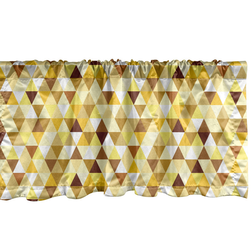 Ambesonne abstrait cantonnière lot de 2 triangles losanges funky - jaune brun blanc, L 42 po x L 12 po