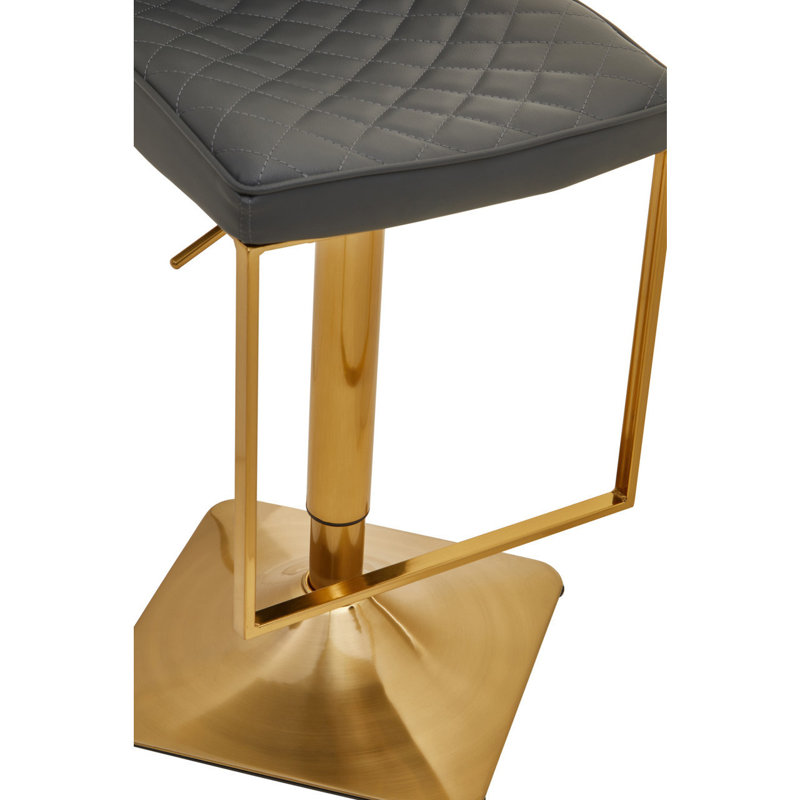 Ainoriitta Swivel Upholstered Adjustable Height Counter Stool with Metal Frame, Gold, Dark Grey