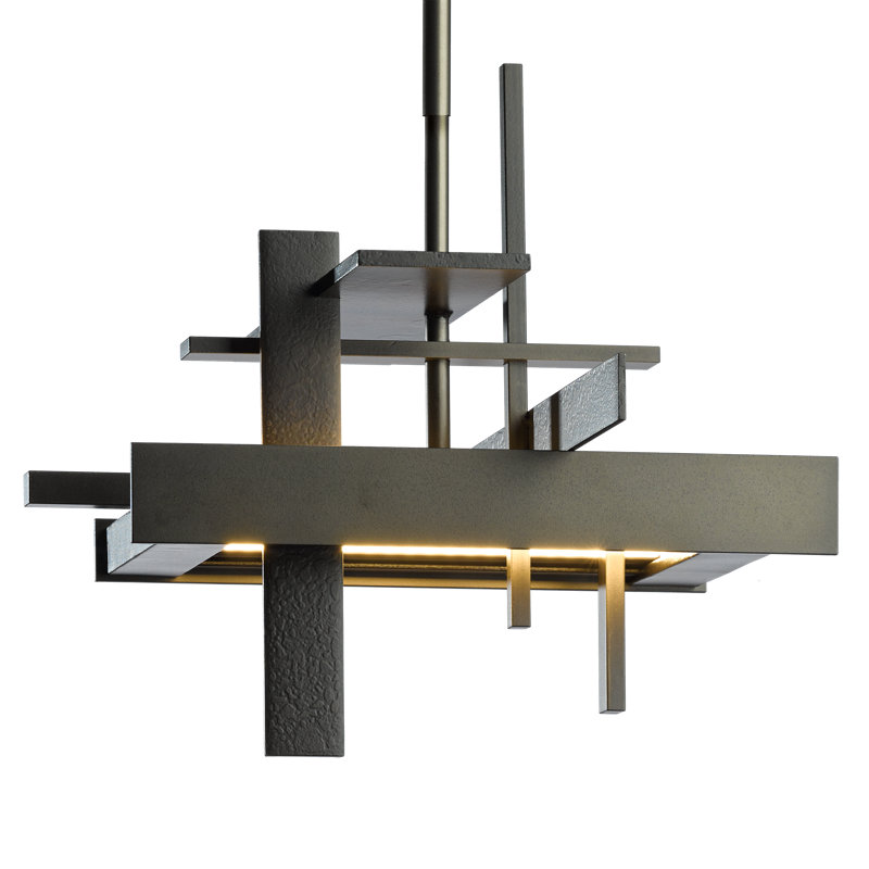 Planar 8.4" H 1 - Light Kitchen Island Geometric LED Pendant, Multi: 13.4" to 58.4", Soft Gold, None