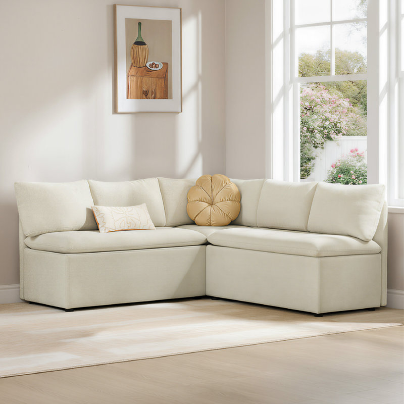 Upholstered Corner Dining Banquette with Storage, Linen