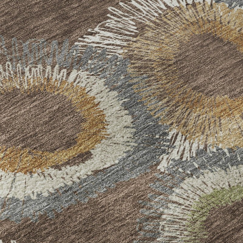 Premium Machine Washable Mayfield AMF2278 Geometric Rug, Brown, 3' x 5'