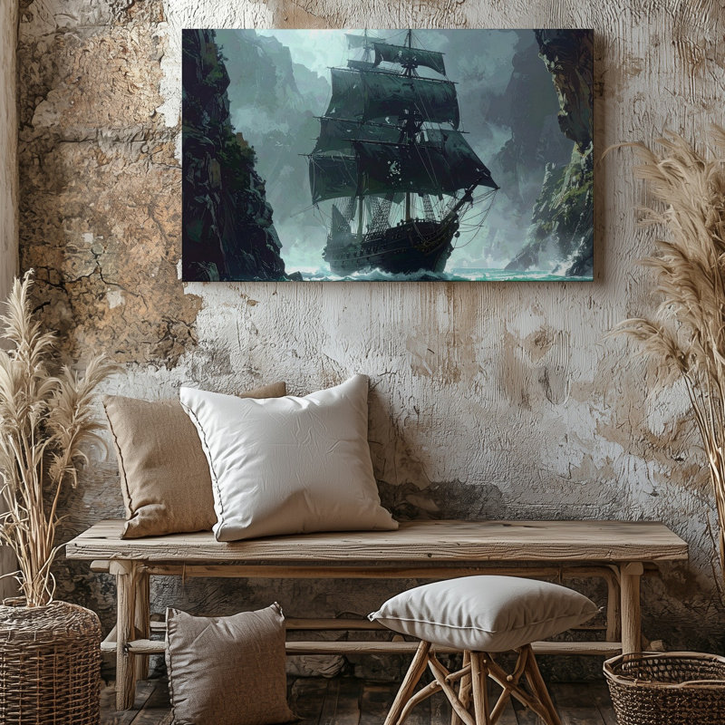 Toile d'art mural, bateau fantôme pirate, aventure maritime dramatique, H 30 po x l 40 po