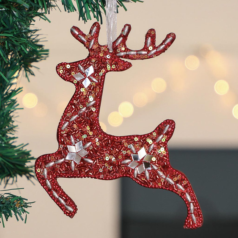 15cm Handmade Metal Animals Hanging Figurine Ornament, Red