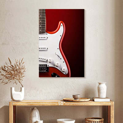 Abarca, guitare électrique moderne sur fond rouge