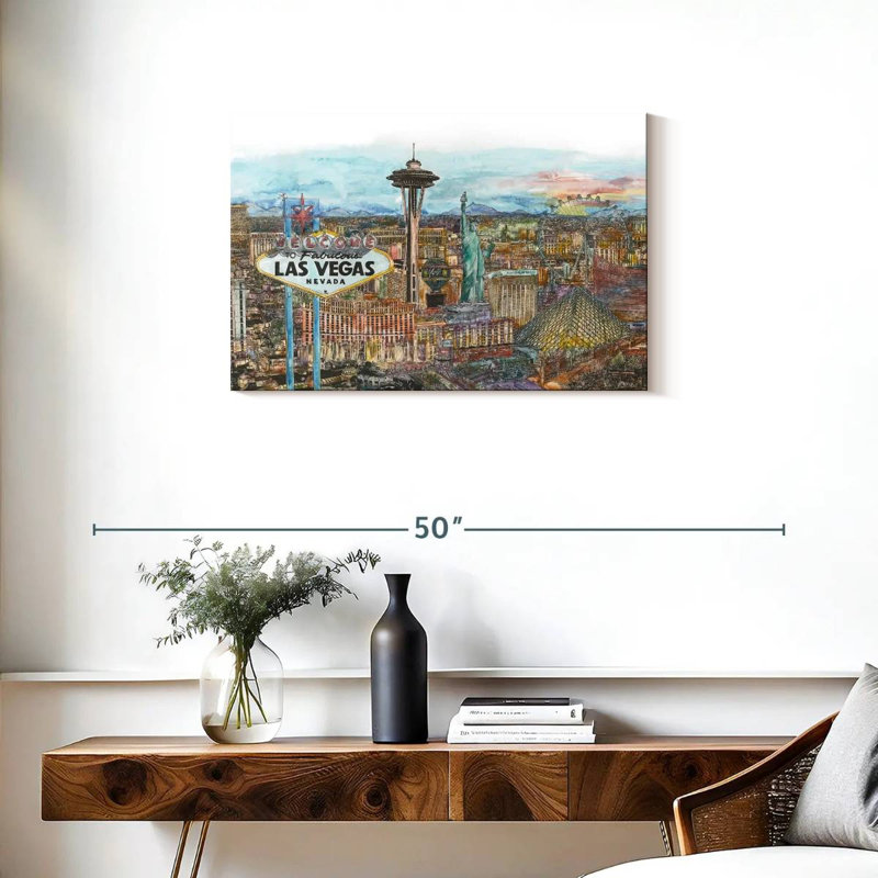 Ravi Vegas Skyline en couleur, H 20 po x l 30 po
