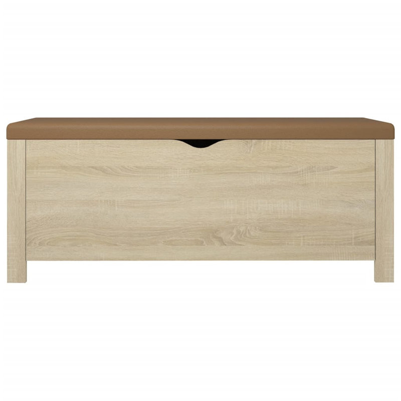 Banc de rangement en similicuir Atalfo, Brun clair, Chêne de Sonoma