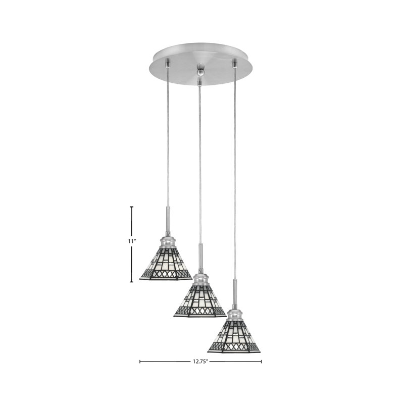 Luminaire suspendu en grappe 3 lumières Array, H 11 po x l 12,75 po x P 12,75 po, Nickel brossé