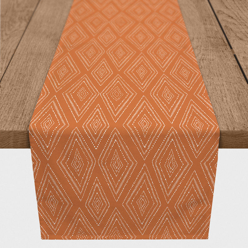 Chemin de table Doster, Orange, 90 po x 16 po, Géomestrique