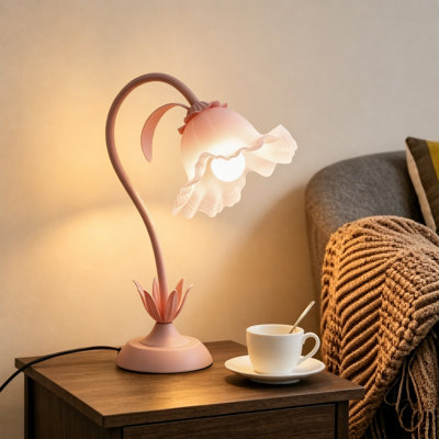 Flower Table Lamp For Bedroom, 3 Colors Flower Reading Light, Cute Lily Desk Lamp Bedside Lamps
