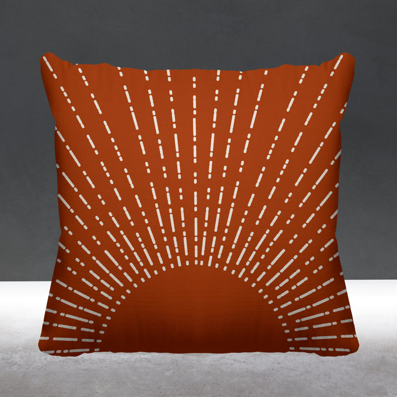 Coussin intérieur / extérieur Sunny Boho Starbusrt, L 19 po x H 19 po, Orange