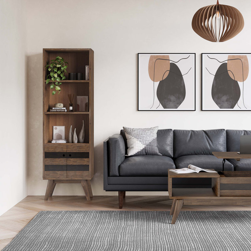 Vyolette - Bookcase with Storage - Rustic Natural Aged Brown