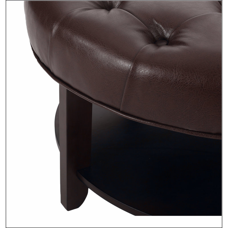 OTTOMAN ROND, Marron foncé