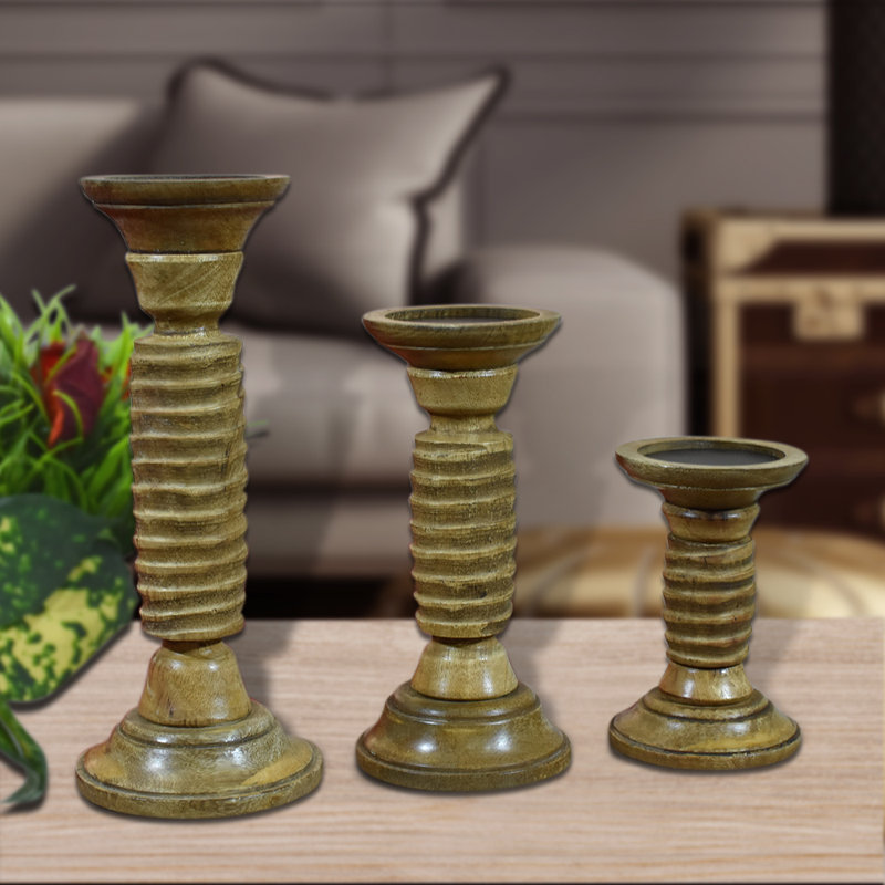 Wood Tabletop Candlestick