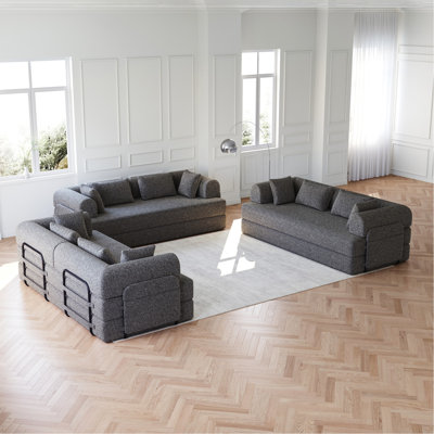 Canapé-lit convertible de 78,7 pouces avec coussin cylindrique, canapé-lit pliant en chenille, canapé-lit pliant avec poche latérale, canapé-lit de plancher, 3 pièces