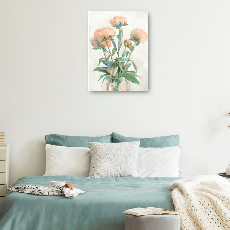 Peach Peonies 30x40 Canvas Art Print