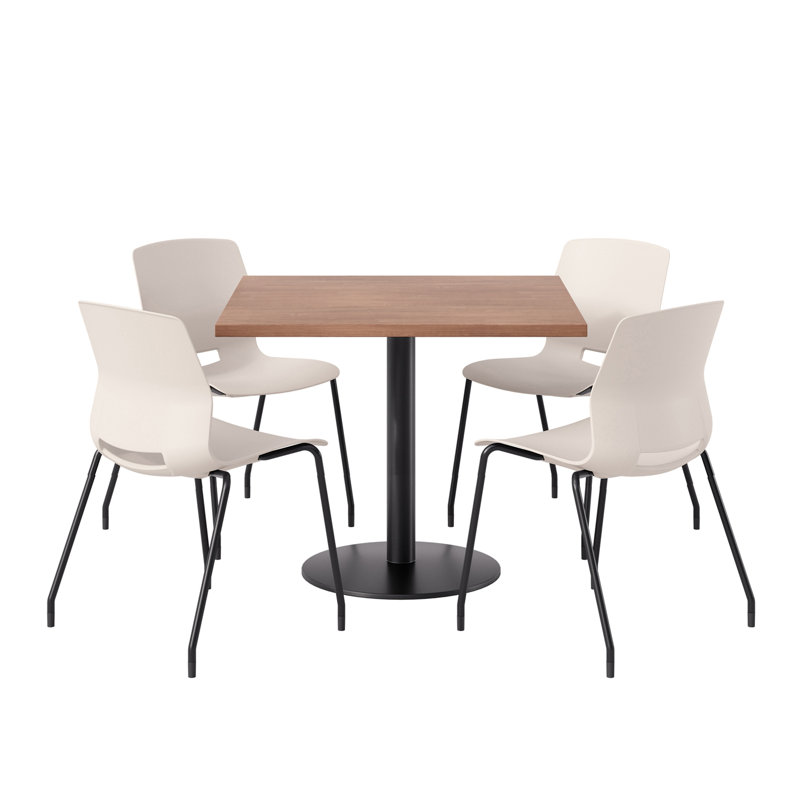 Ensemble repas pour 4 personnes à hauteur de bar, H 41 po x L 42 po x l 42 po, Crème / Noir, Cerise