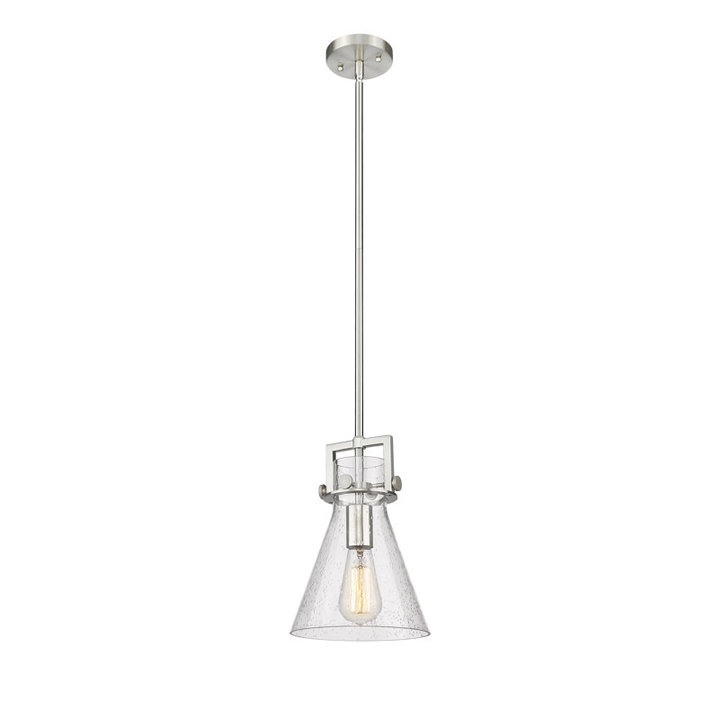 Luminaire suspendu avec tige 30 po Coterie, Bullé, Nickel satiné, H 11,38 po x l 8 po x P 8 po