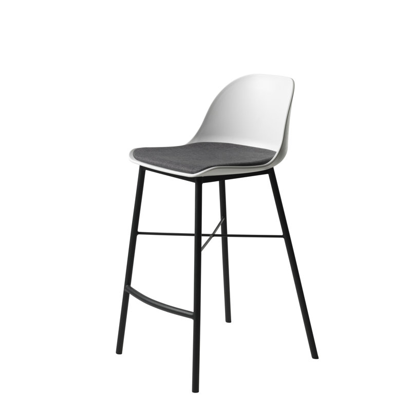 Galata Upholstered Counter Stool with Metal Frame, White 
