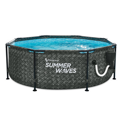 Plastic Round Frame Set Pool 30'' H x 96'' W x 96'' L , with Pump Included