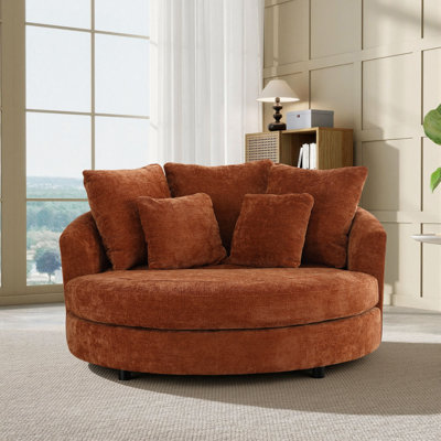 Modern Oversized Barrel Chair, 59.8" W Round Upholstered Club Chair With Pillows