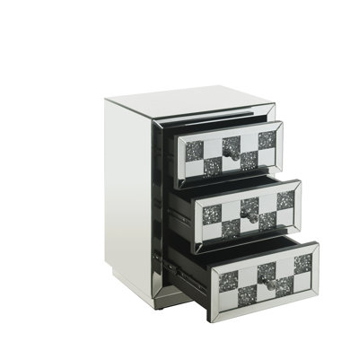Mirrored And Faux Diamonds Accent Table For Office - 1.3" Thick Tabletop, 18"W X 26"H, Silver Sparkling Umbrella Stand Synthetic,