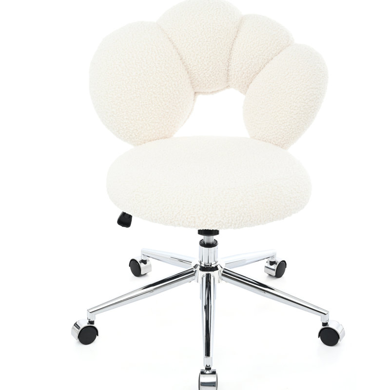 Chaise de bureau réglable en tissu, Blanc