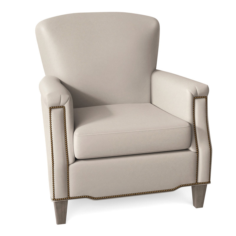 Vincent Armchair, French Natural, Stone, Aspen Lenado Brown Genuine Leather