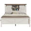  Oceant Sherell Farmhouse Queen Bed Frame Storage Bookcase Headboard, White-1647791810-1647791808