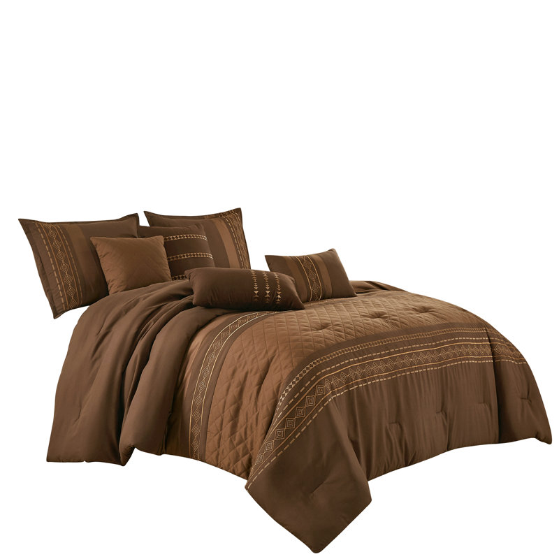 Zuza Contemporary Striped Comforter, Queen Comforter + 6 Additional Pieces